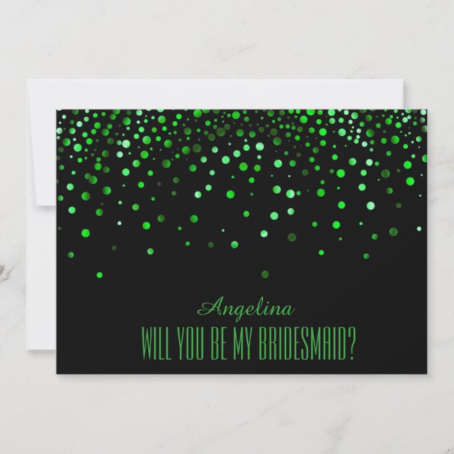 Invitation Black Green Parties scintillant Serez-vous ma demo (Devant)