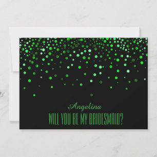 Invitation Black Green Parties scintillant Serez-vous ma demo