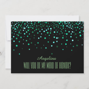 Invitation Black Green Parties scintillant Serez-vous ma MAID