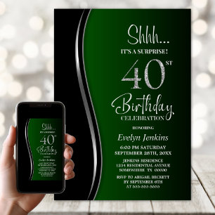 Invitation Black Green Surprise 40e anniversaire