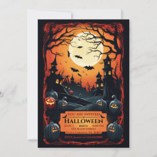 INVITATION BLACK GRUNGE ILLUSTRÉ HALLOWEEN PARTY