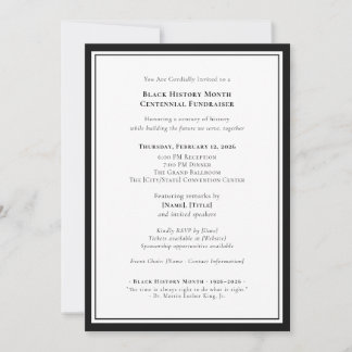Invitation Black History Month Centennial Formal Fundraiser
