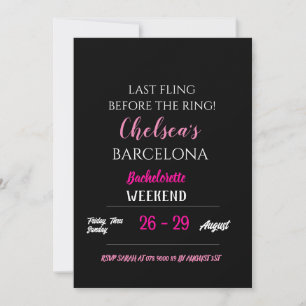Invitation Black Hot rose Bachelorette Party Itinéraire Détai