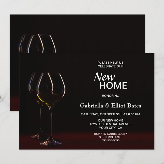 Invitation Black House Wine Glass Party (Devant / Derrière)