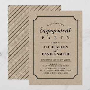 Invitation Black & Kraft   Mariage Classique Fiançailles Fête