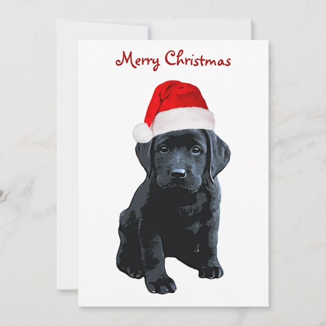 Invitation Black Lab Père Noël - Joyeux Noël - Chien Père Noë (Devant)