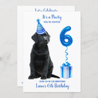 Black Lab Puppy Thème 6ème anniversaire Blue Boy P