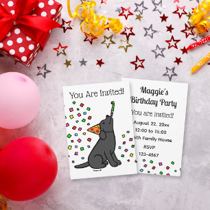 Invitation Black Labrador Confetti fête d'anniversaire