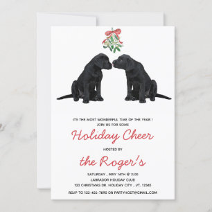 Invitation Black Labrador Mistletoe mignon Chien Chien Chien 