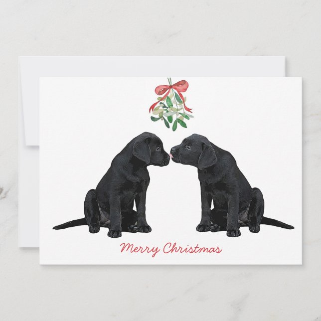 Invitation Black Labrador Mistletoe mignon Chien Chien Chien  (Devant)
