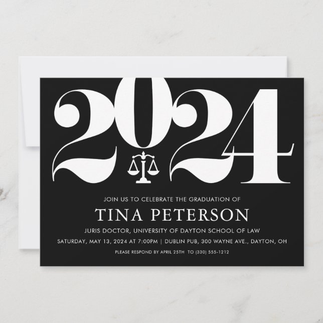 Invitation Black Law School Graduation Party (Devant)