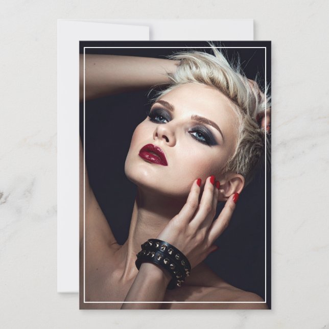 Invitation Black Leather Anniversary/Valentine's Flat Card (Devant)