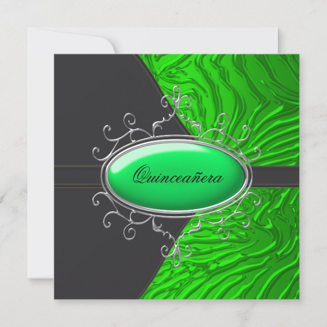 Invitation Black Lime Green Zebra Quinceanera (Devant)