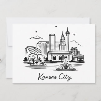 Invitation Black line Kansas city illustration