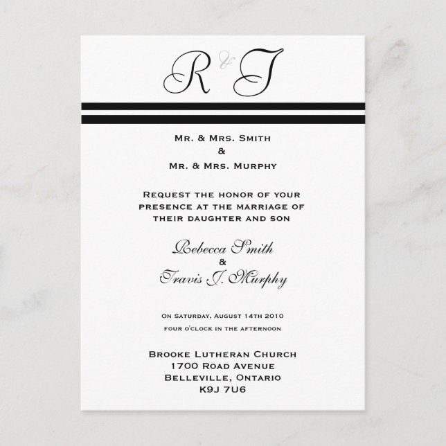 Invitation - Black Line Postcard (Front)