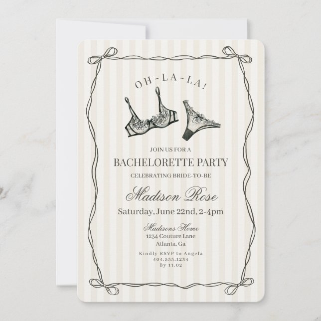 Invitation Black Lingerie Lace Bachelortie (Devant)