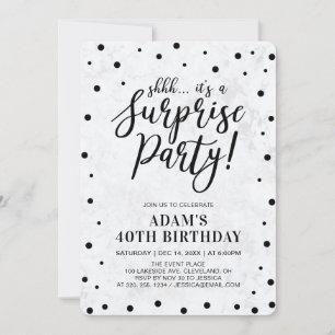 Invitation Black & Marble   Fête d'anniversaire surprise mode