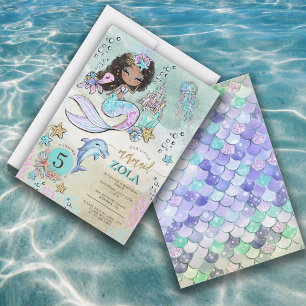 Invitation Black Mermaid Modifiable Under The Sea 5ème Annive