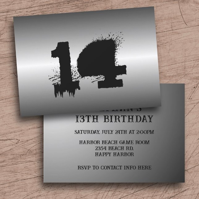 Invitation Black Metallge Grunge Boys Anniversaire (Créateur téléchargé)