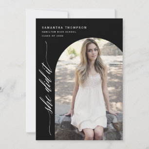Invitation Black Minimal Elle L'A Fait Graduation Arch Photo 