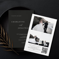 Black Minimalist Photo Collage QR Code Mariage