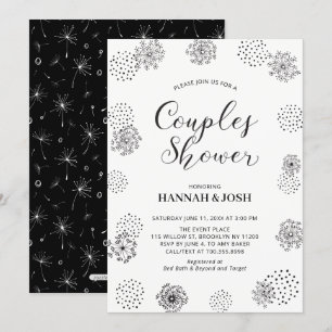 Invitation Black Modern Design Couples Wedding shower Invita