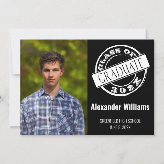 Invitation Black Modern Photo Graduation Party (Devant)