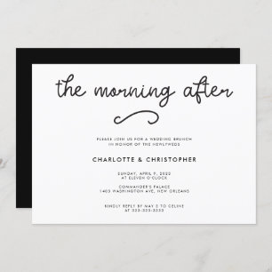 Invitation Black moderne Le matin après Mariage de poste