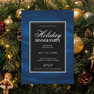 Invitation Black & Navy Blu Sequins Xmas Fête de Noël Soirée