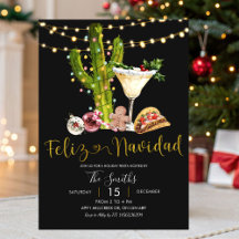 Black Neon Mexican Feliz Navidad Holiday Fiesta