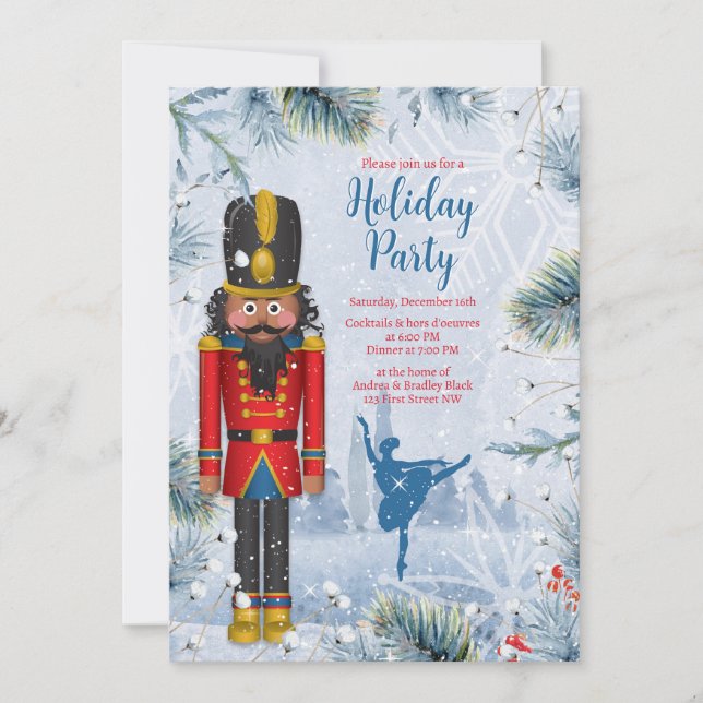 Invitation Black Nutcracker Ballet Noël Fête de Noël (Devant)
