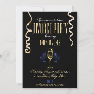 Invitation Black or élégant champagne fête de divorce