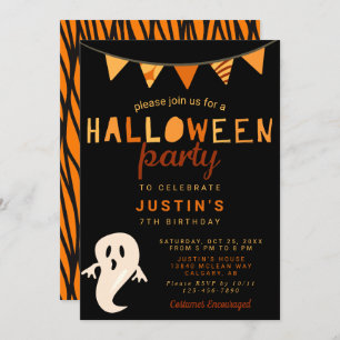 Invitation Black Orange Cute Halloween Anniversaire Fête Enfa
