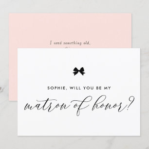 Invitation Black Parisian Bow you will be My Matron of Honor