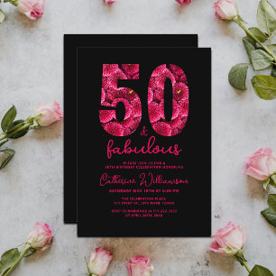 Invitation Black Pink Floral 50 et fabuleuse fête d'anniversa