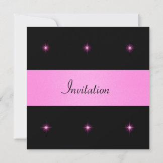 Invitation Black & Pink Fuschia Stars Événement spécial