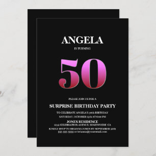 Invitation Black Pink Surprise 50e anniversaire