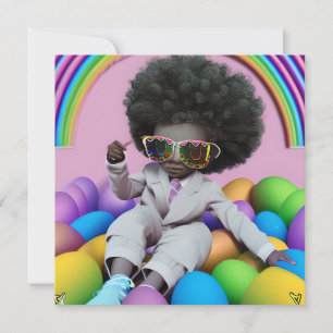 Invitation Black Prince Melanin Boys Easter Egg Hunt Rainbow