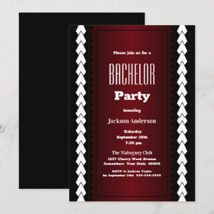Invitation Black Red et White Bachelor Party