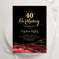 Black Red Gold Agate 40e anniversaire