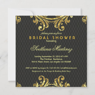 Invitation Black Red & Gold Elegant Fête des mariées Invitati