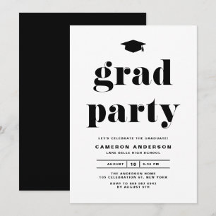 Invitation Black Retro Bold Typographie Partie de graduation