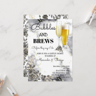 Invitation Black Rose Bubble & Brews Couples Douche