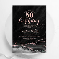 Black Rose Gold Agate Marbre 50e anniversaire