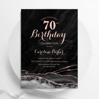 Black Rose Gold Agate Marbre 70e anniversaire