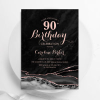 Black Rose Gold Agate Marbre 90e anniversaire