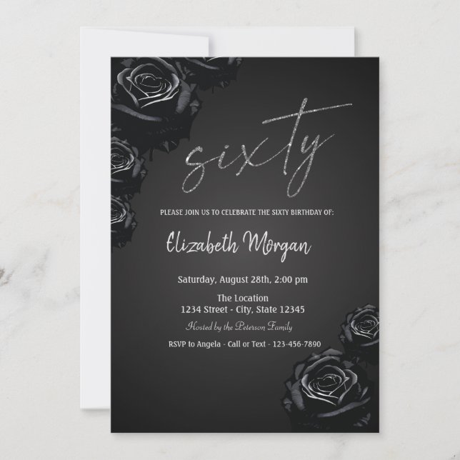 Invitation Black Rose gothique 60e anniversaire (Devant)