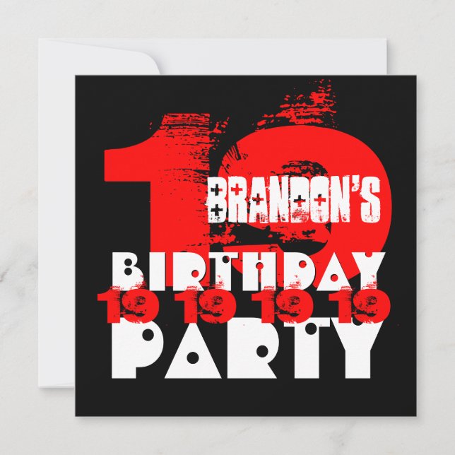 Invitation BLACK ROUGE 19e anniversaire Fête 19 ans V11 (Devant)