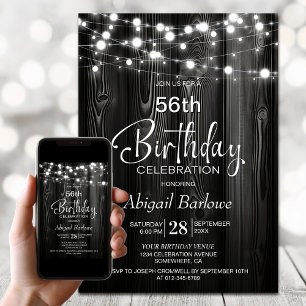 Invitation Black Rustic Bois fête d'anniversaire