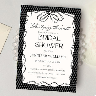 Invitation Black She's Tying the Knot Lace Fête des mariées